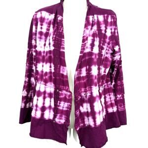 Neon Buddha Women Open Purple Tie Dye Knit Lightweight Jacket Stretch Cotton P M